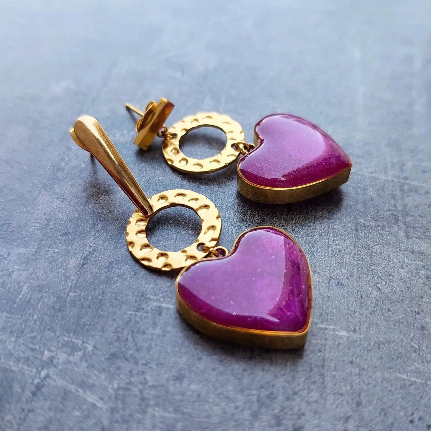 Asimetrične minđuše u boji maline - Selesta