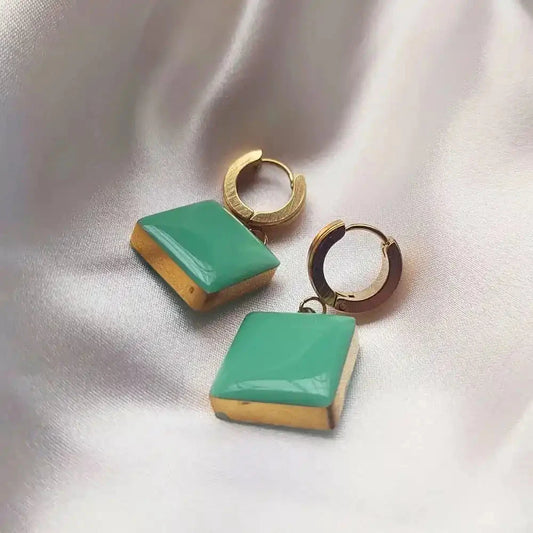 Minđuše | Karike sa zelenim priveskom Selesta