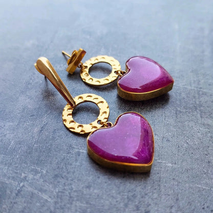 Asimetrične minđuše u boji maline - Selesta