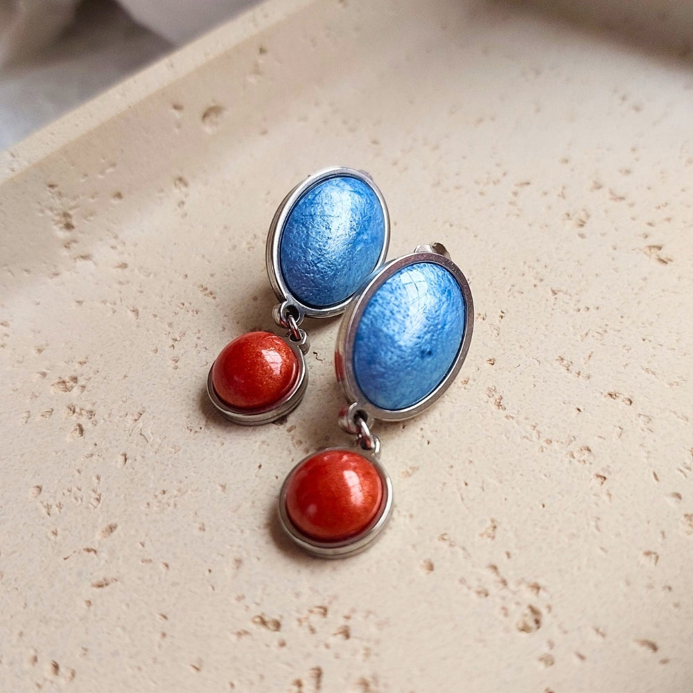 Plave minđuše na klipsu Selesta