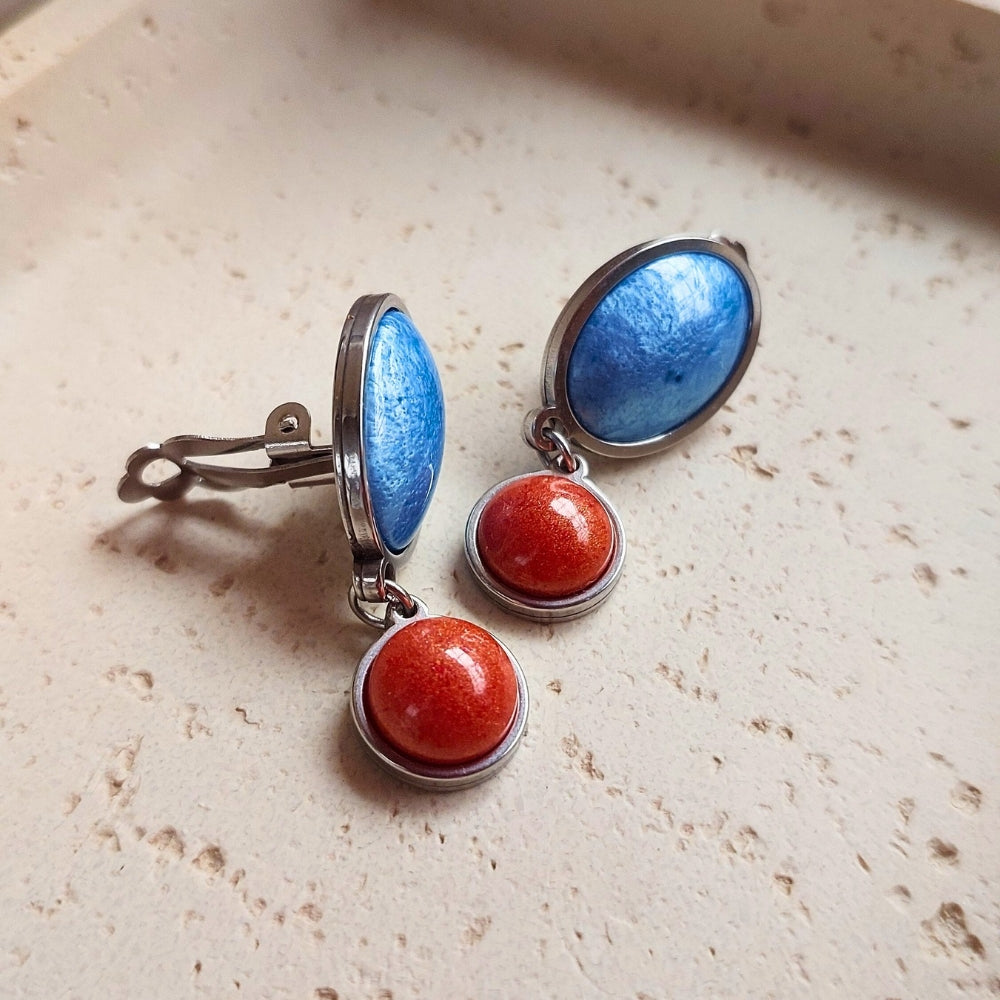 Plave minđuše na klipsu Selesta