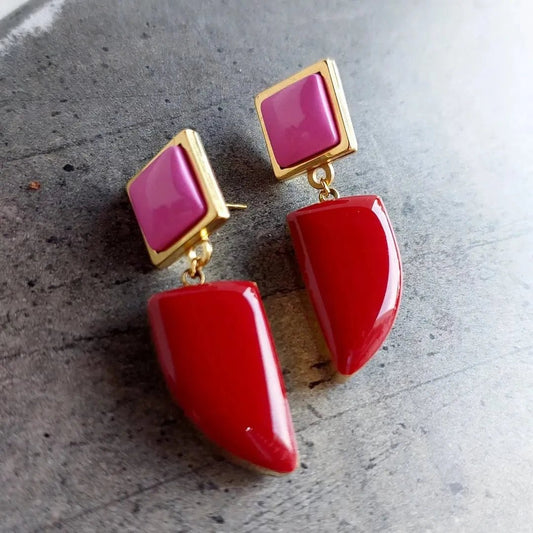 Crveno - roze minđuše - Selesta