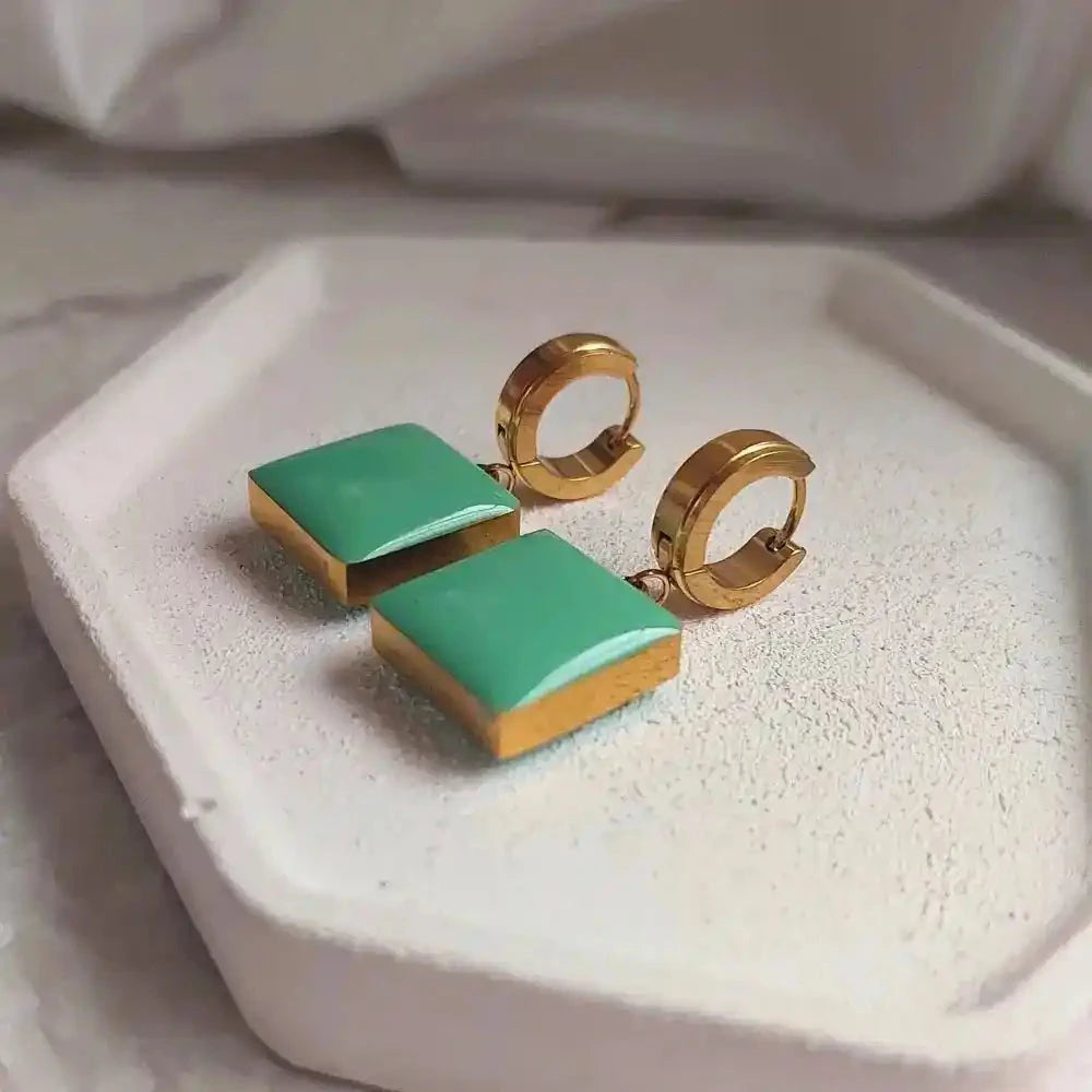 Minđuše | Karike sa zelenim priveskom Selesta