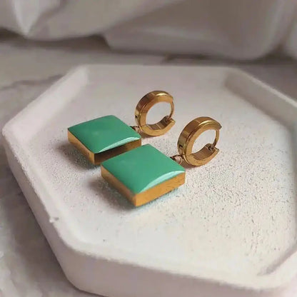 Minđuše | Karike sa zelenim priveskom Selesta