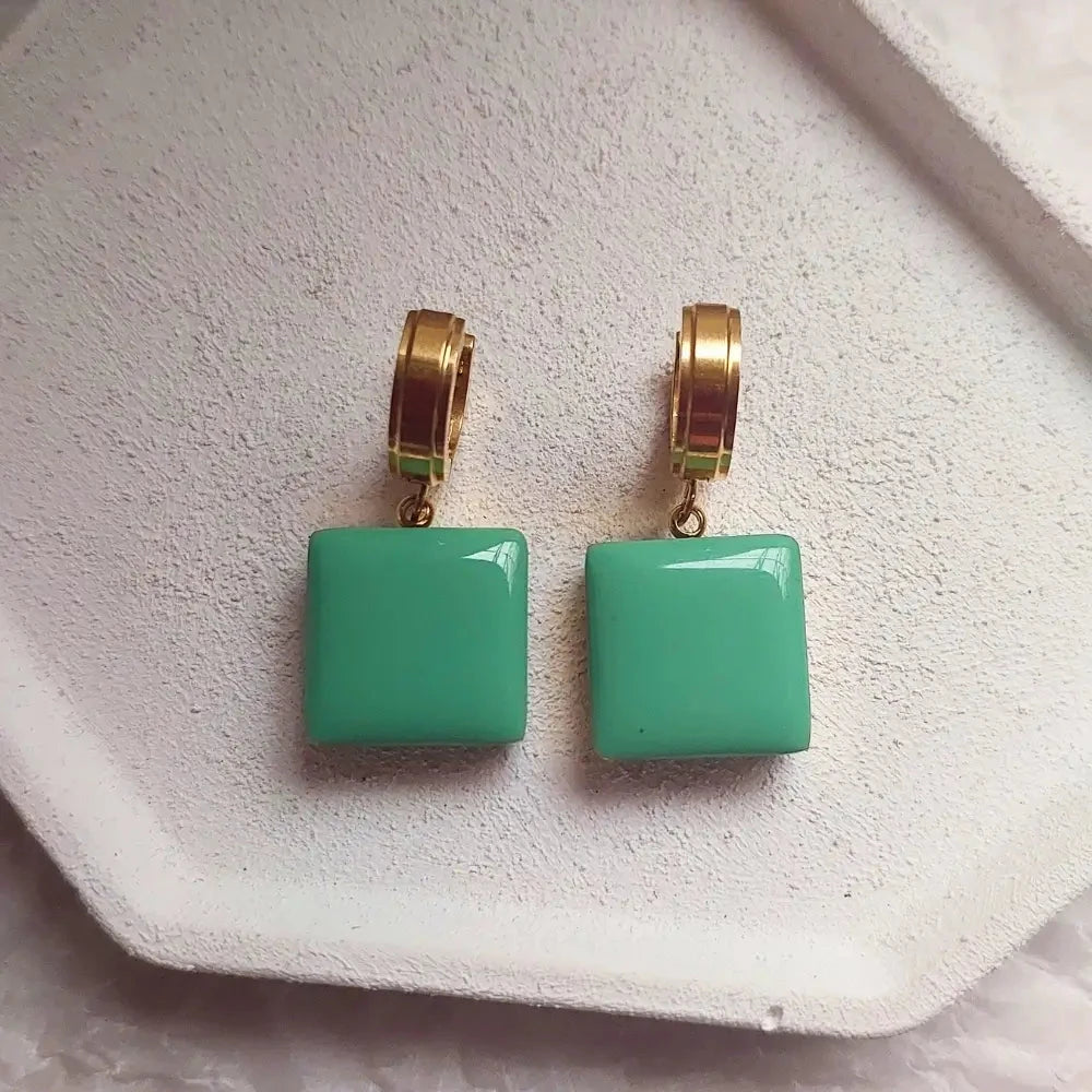 Minđuše | Karike sa zelenim priveskom Selesta