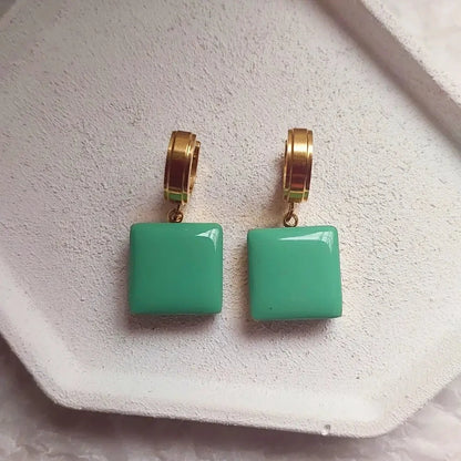 Minđuše | Karike sa zelenim priveskom Selesta